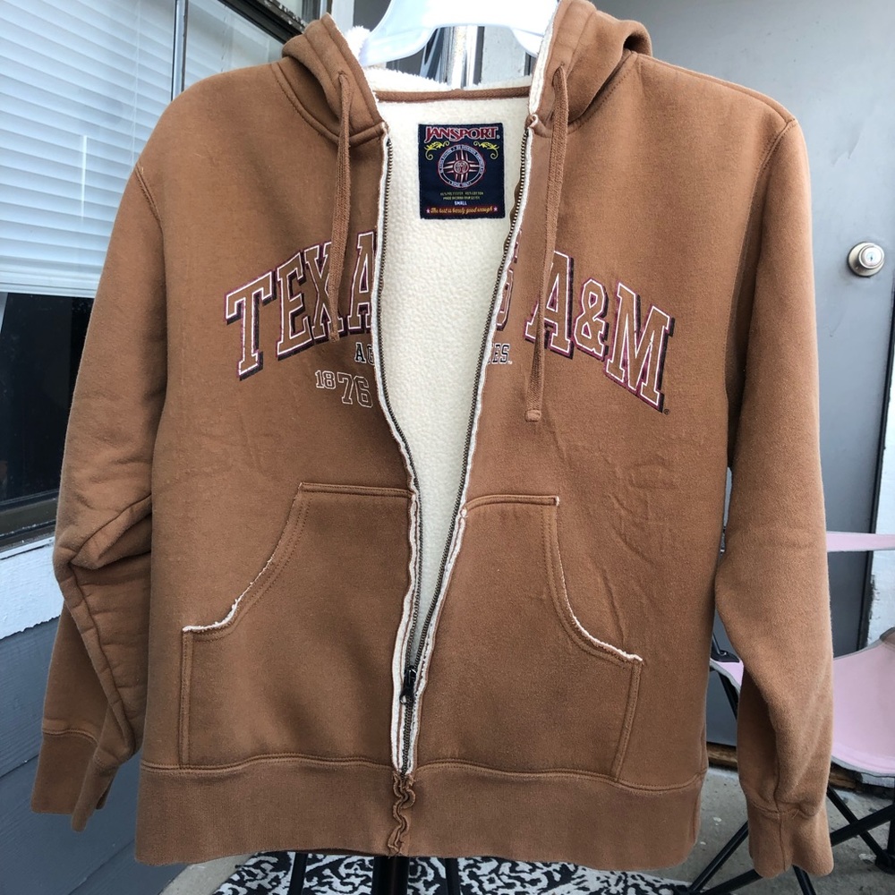 Vintage Texas A&M Hoodie Jansport Jacket Soft Outside Sherpa Lined Small